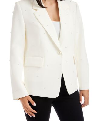 Faux Pearl Embellished Blazer