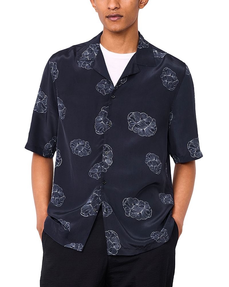Officine Generale Eren Crepe Cloud Lines Short Sleeve Shirt