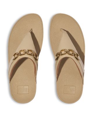 Women's Lulu Square Chain Leather Toe Post Sandals