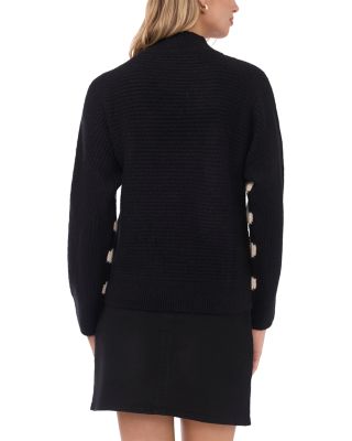 Zig Zag Motif Mock Neck Sweater