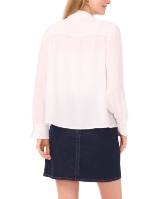 Front Tie And Pintuck Long Sleeve Top
