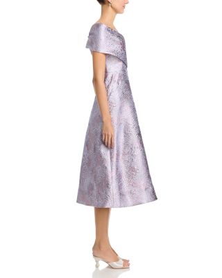 Metallic Jacquard Off Shoulder Midi Dress