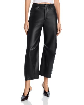 Faux Leather Barrel Leg Pants
