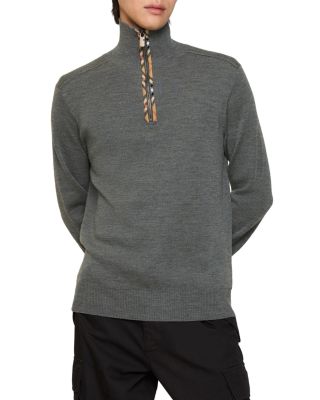 Cameron Check Trim Wool Half Zip Sweater