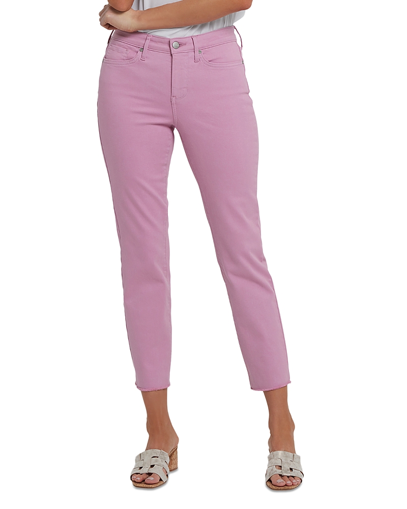 Nydj Sheri Frayed High Rise Ankle Skinny Jeans In Pink
