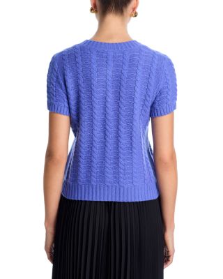 100% Cashmere Crewneck Cable Knit Cardigan Sweater - Exclusive