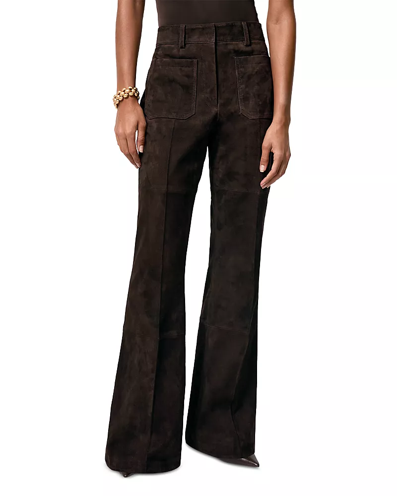 Reiss Petite Suede Flare Leg Pants