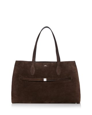 Large Suede Lounge Tote in Dark Brown