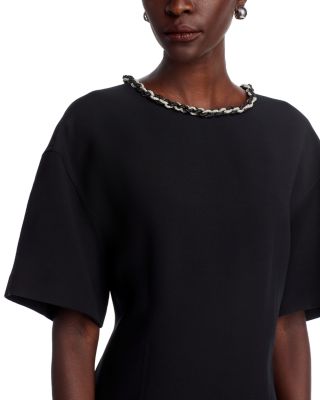 Detachable Crystal Necklace Dropped Shoulder Dress