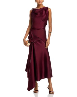 Asymmetric Draped Midi Dress