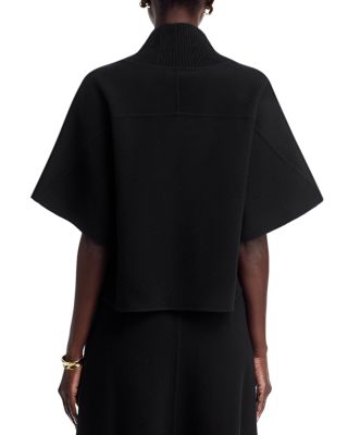 Knit Collar Wool Cashmere Blouse & Flare Skirt