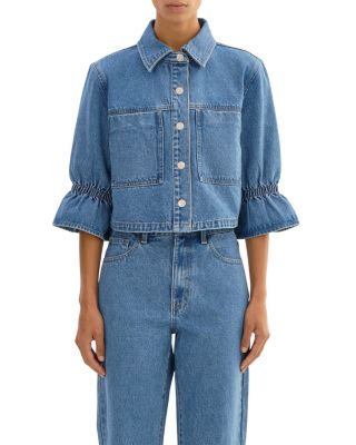 Ruffle Sleeve Denim Jacket