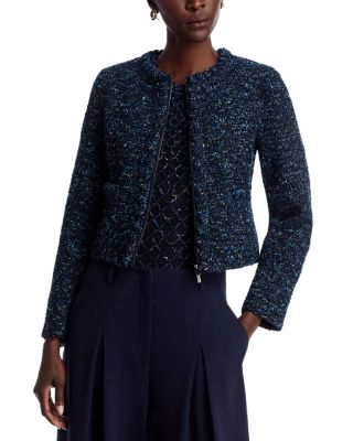 Crochet Trimmed Textured Stitch Sweater & Jacket