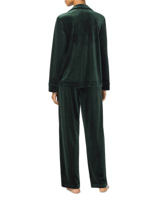Velvet Long Sleeve Notch Collar Long Pants Pajama Set