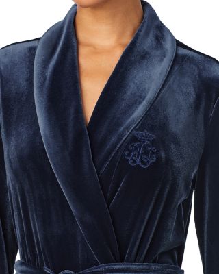 Long Sleeve Velvet Shawl Collar Long Robe