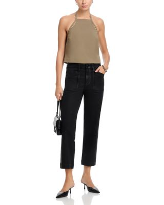 Quincy Mid Rise Ankle Jeans in Black Fog Luxe Coating