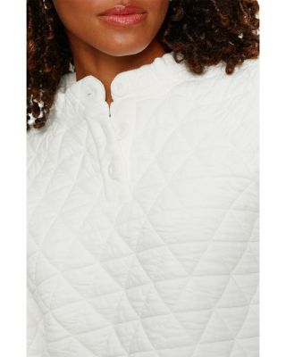 Quilted Button Popover Sweatshirt