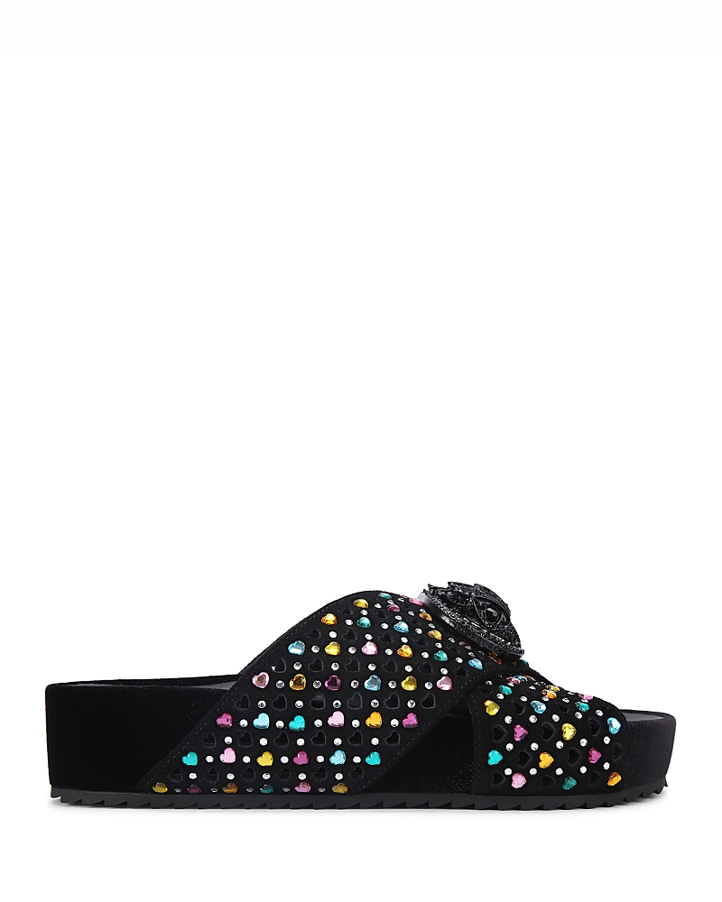 Kurt Geiger Suede Chelsea Cross-strap Slides In Black