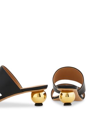 Women's Leather Bauble Heel Sandals