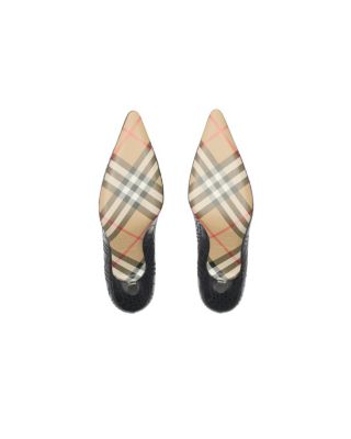 Women&#39;s Check Leather Dame Low Pumps