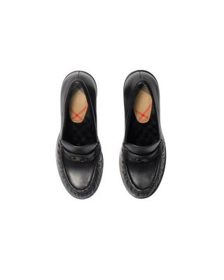 Women&#39;s Leather Cadet Heeled Loafers