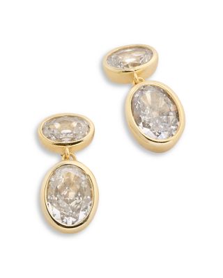 Oval Bezel Drop Earrings