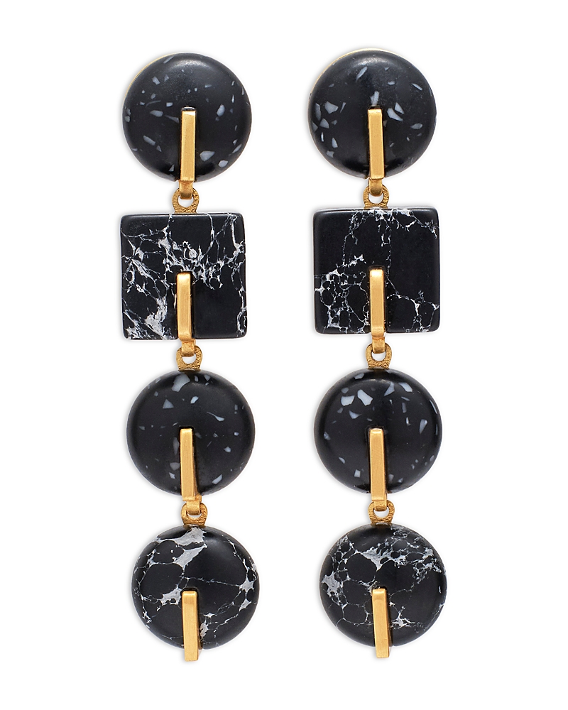 Cult Gaia Laguna Multicolor Stone Clip On Linear Drop Earrings In Black