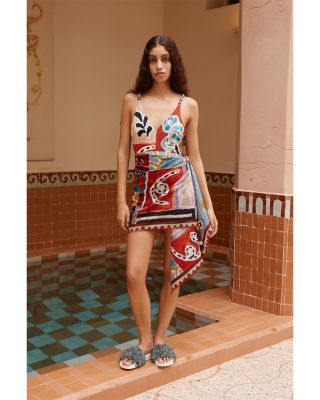 Michelle V Neck Patchwork Print Swimsuit