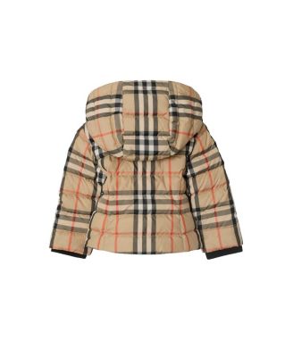 Girls' Check Hooded Puffer Jacket - Baby