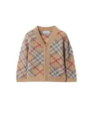 Unisex Check Alpaca Wool Silk Blend Cardigan - Baby
