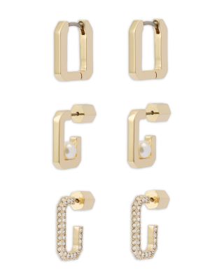 Imitation Pearl Pav&eacute; Hoop Earring Set