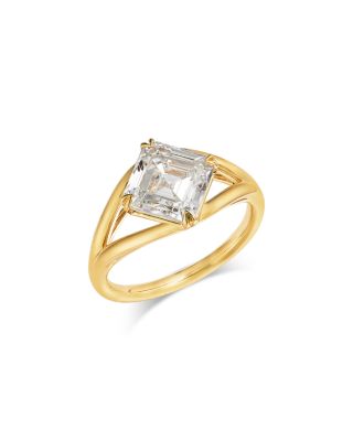Luxe Collection Certified Lab Grown Diamond Asscher Cut Engagement Ring in 14K Yellow Gold, 3.0 tcw
