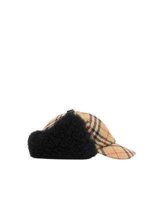 Check Wool Trapper Cap