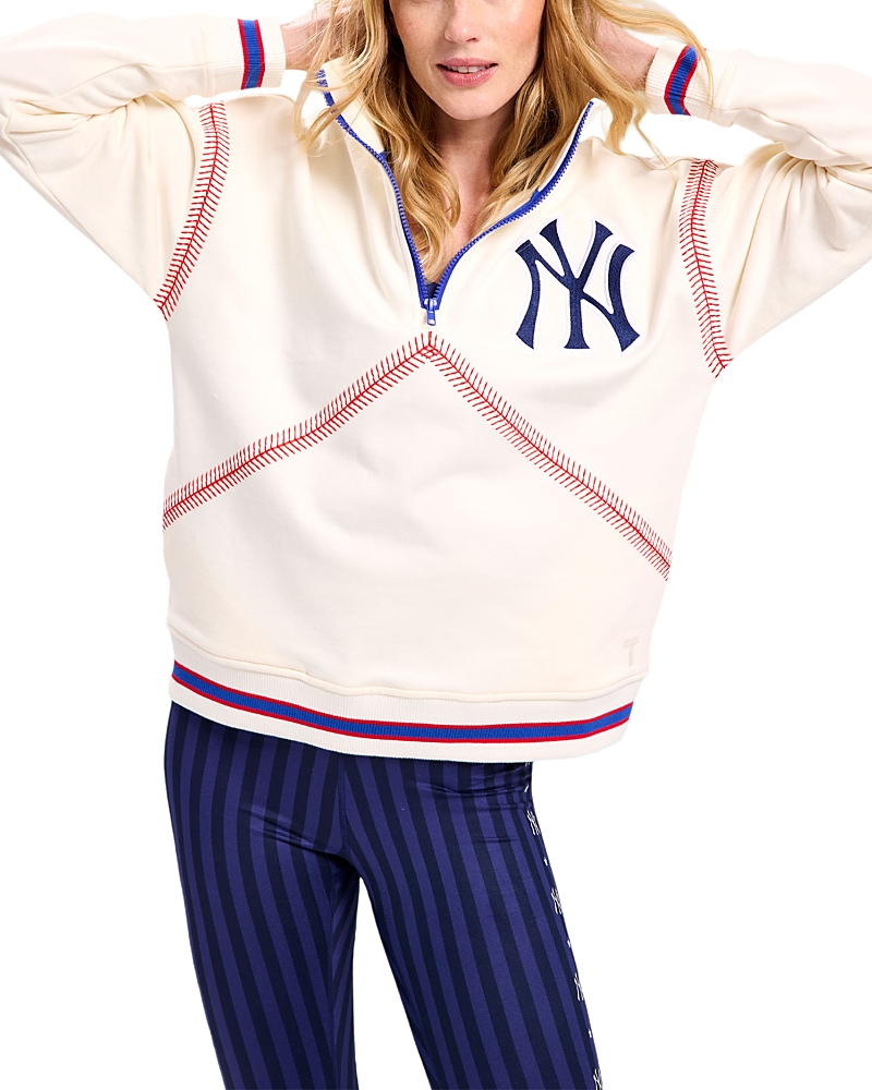 Terez New York Yankees Sugar Swizzle Baseball Stitch Sweatshirt In Black