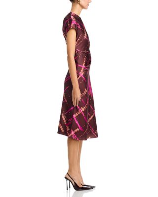 Avery Draped Printed Satin Dress