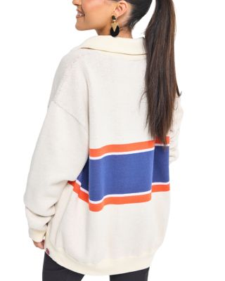 Knicks Quarter Zip Stripe Logo Sweater