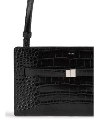 Belted Croc Embossed Leather Crossbody
