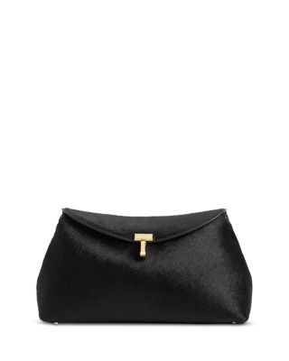 Totême T Lock Calf Hair Convertible Clutch In Black