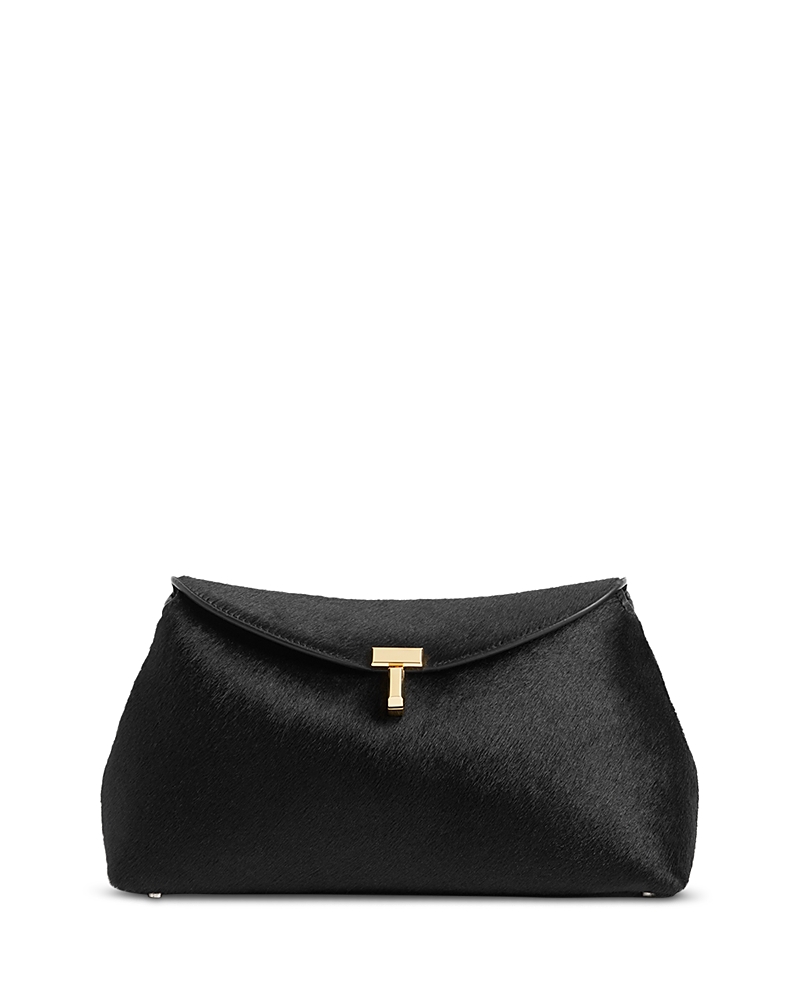 Totême T Lock Calf Hair Convertible Clutch In Black