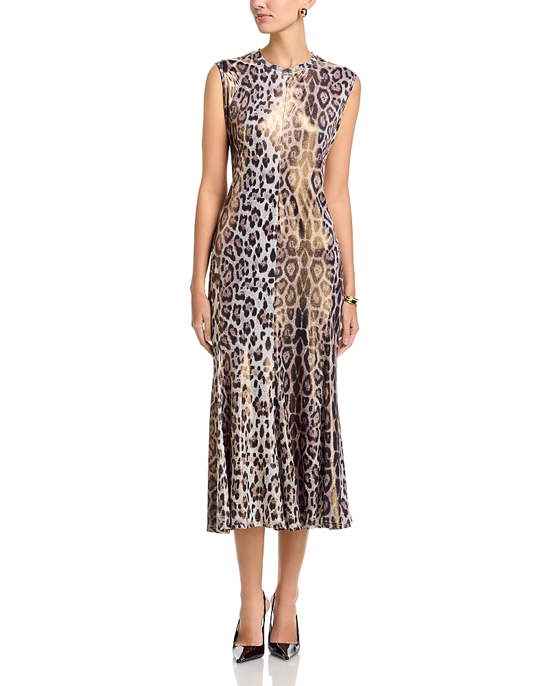 Nancy Yang Leopard Fitted Maxi Dress In Animal Print