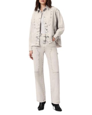 Mia Mid Rise Sparkle Carpenter Jeans in Snow Grey