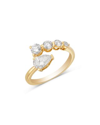 Luxe Collection Certified Lab Grown Diamond Graduated Round & Pear Ring in 14K Gold, 1.0 tcw