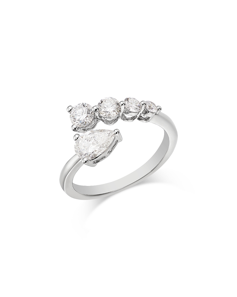 Bloomingdale's Fine Collection Luxe Collection Certified Lab Grown Diamond Graduated Round & Pear Ring in 14K Gold, 1.0 tcw