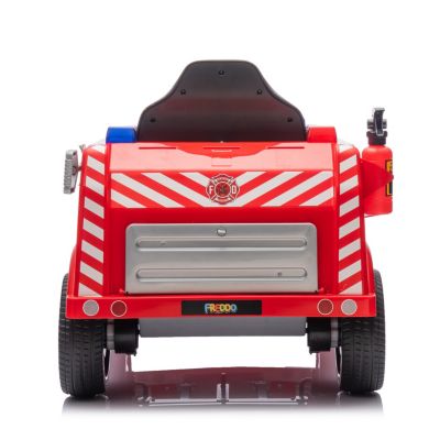  Fire Truck 12V Ride-On 3-8y: Sprinkler, Megaphone, RC, LED, Leather Seat - Ages 2-4