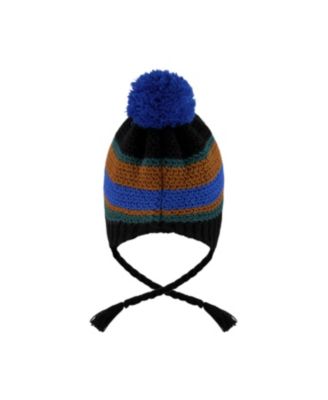  Boys' Lined Peruvian Knit Pompom Hat Stripes - Little Kid, Big Kid
