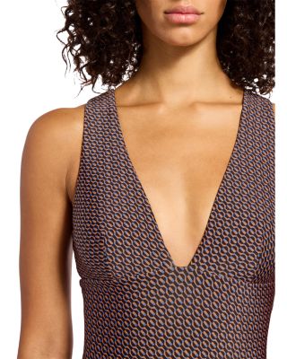 Plunge Neck Shine Swimsuit