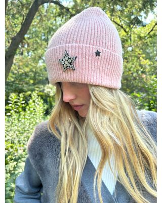 Crystal Star Charm Knit Beanie