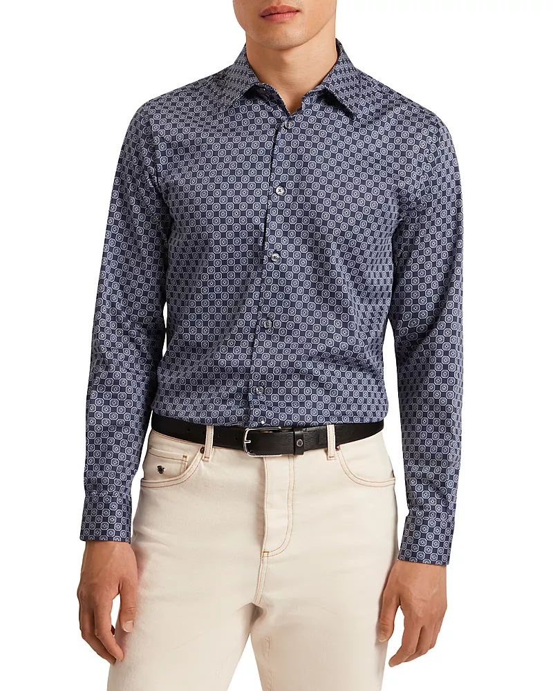 Ted Baker Geometric Circle Print Slim Fit Button Down Shirt