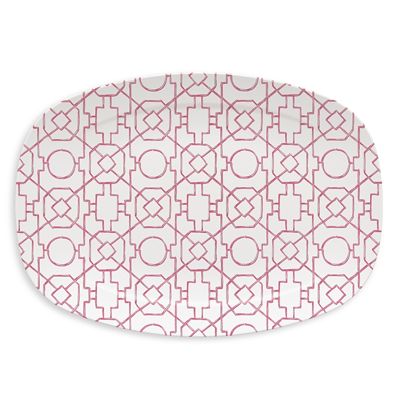 Mariposa Aqua Trellis Platter In Pink