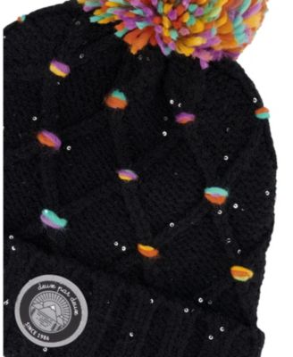 Girls' Lined Knit Pompom Hat with Little Sequins - Little Kid, Big Kid